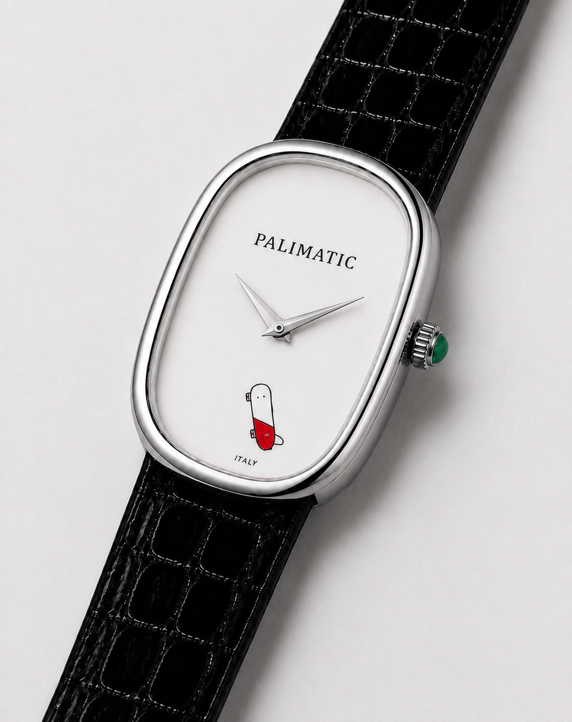Montre ovale PALIMATIC Ovalissimo Skatino, vue inclinée