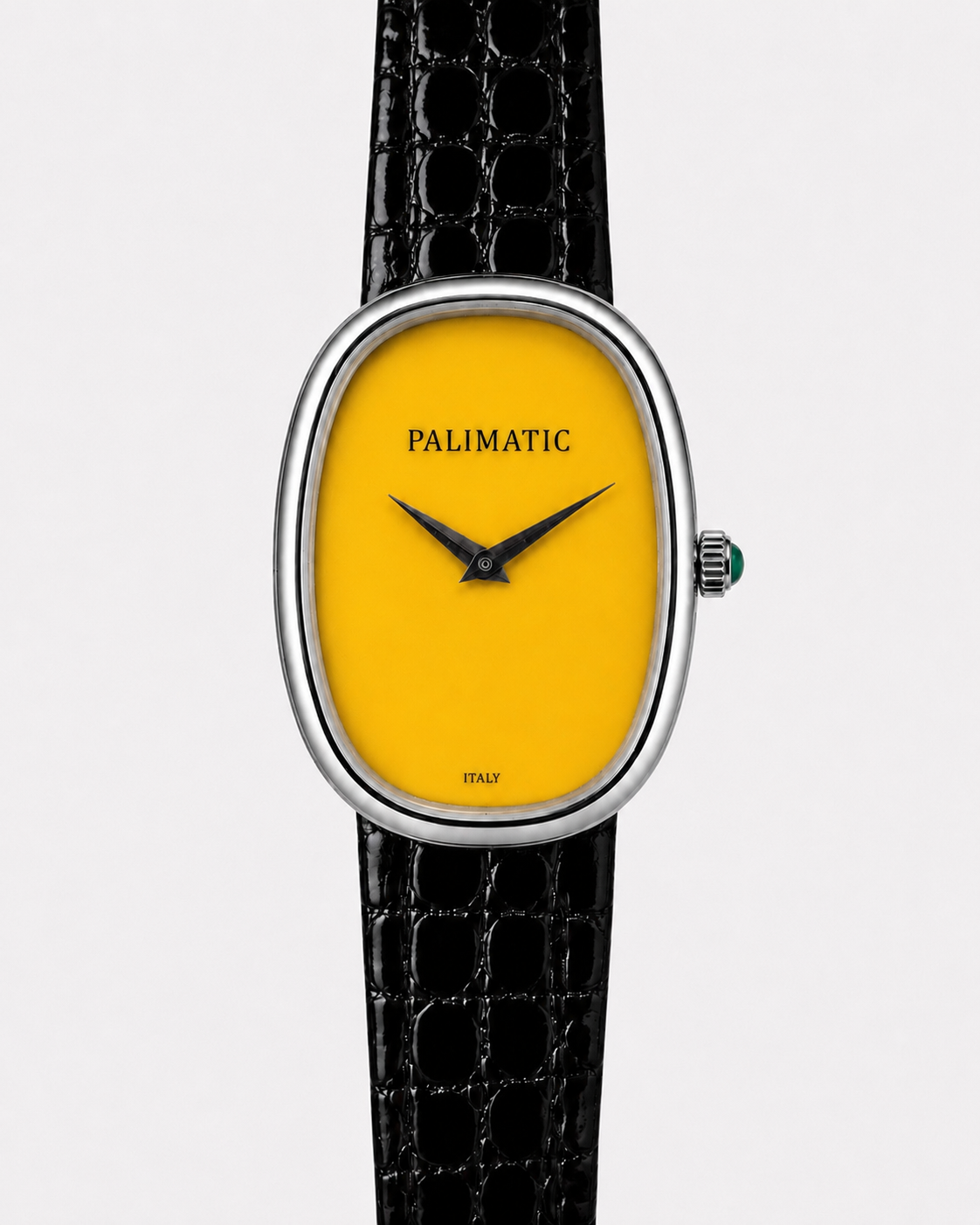 Montre ovale PALIMATIC Ovalissimo giallo, vue de face