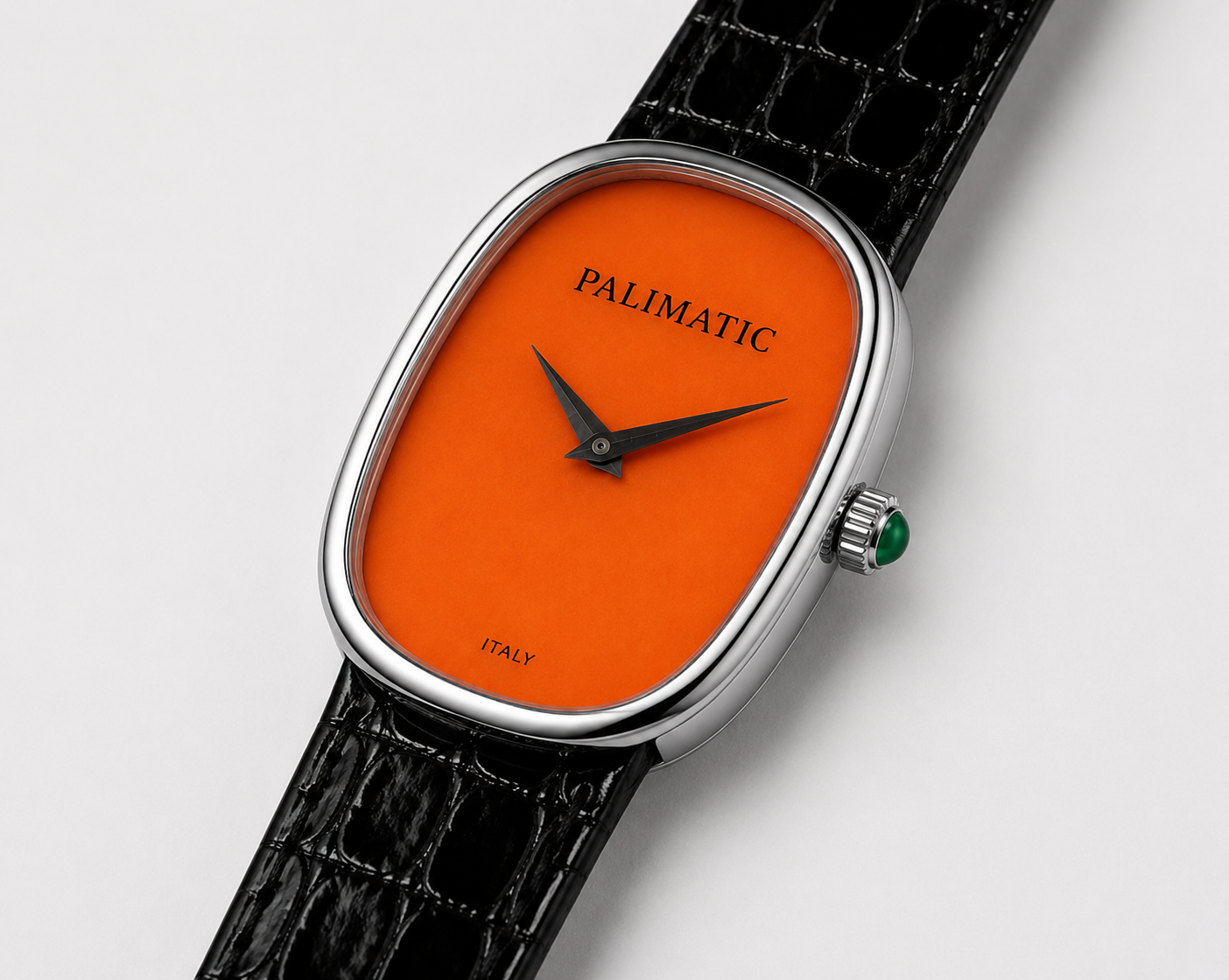 Montre ovale PALIMATIC Ovalissimo, vue inclinée