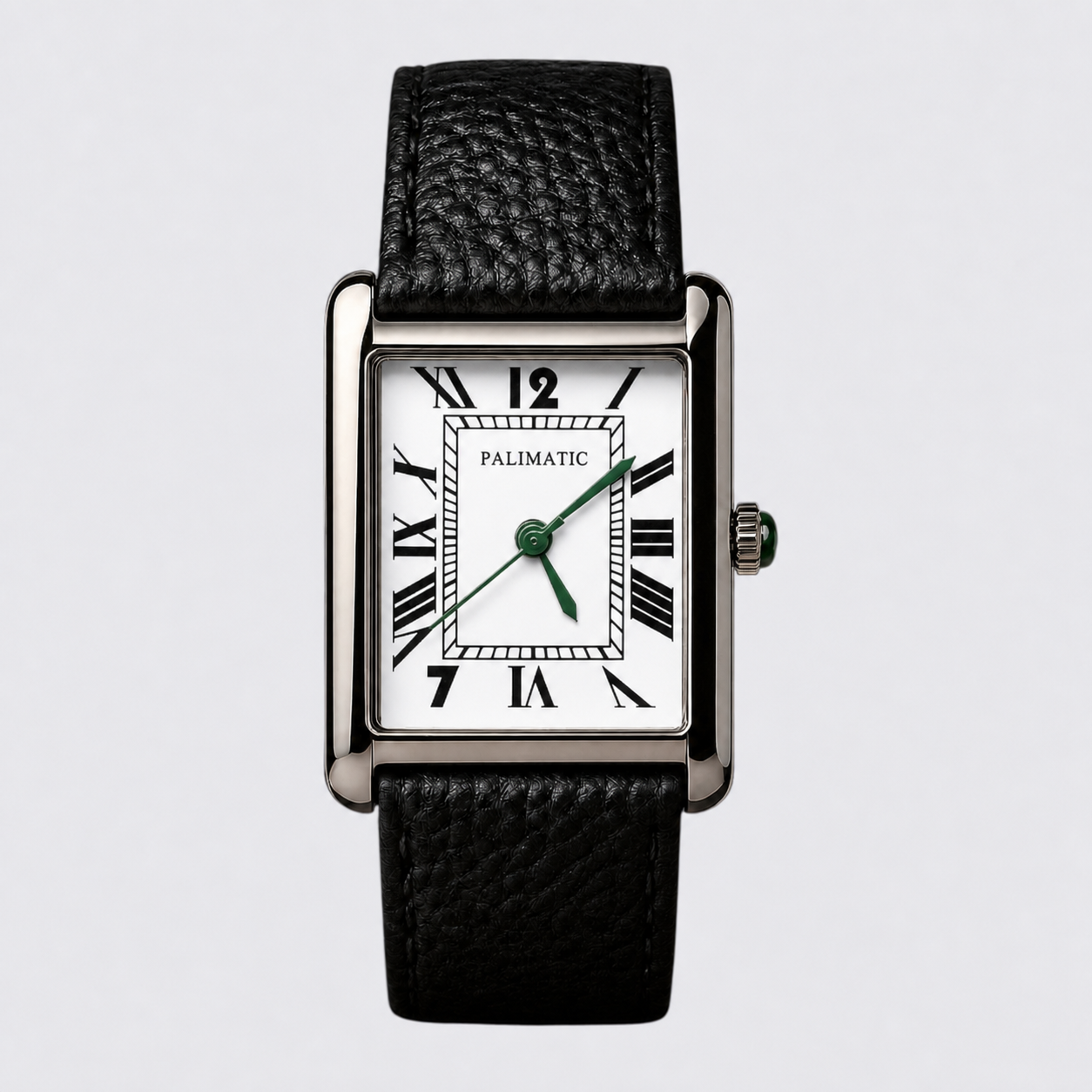 Montre carrée PALIMATIC Il Primo cadran blanc, vue de face

