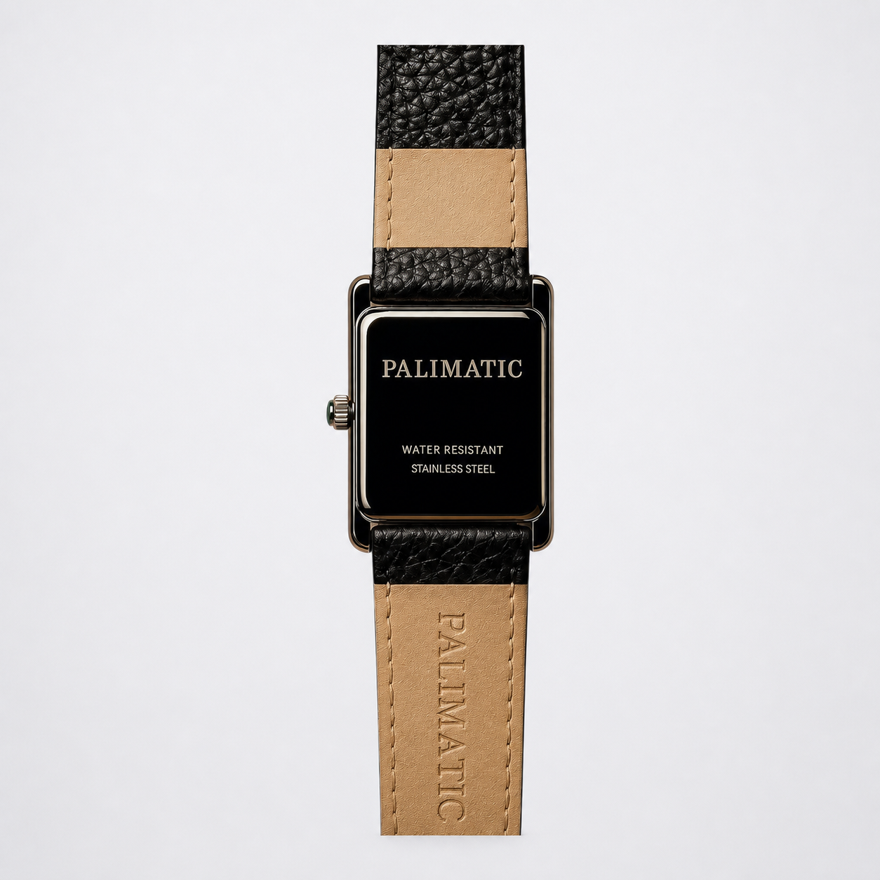 Montre carrée PALIMATIC Il Primo, fond du boîtier acier

