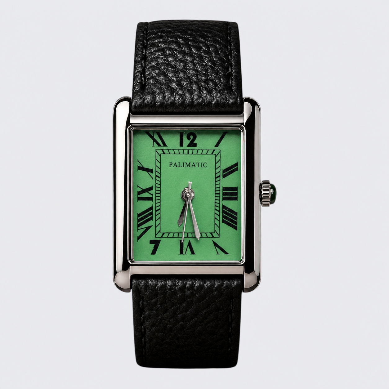 Montre carrée PALIMATIC verdone cadran vert, vue de face