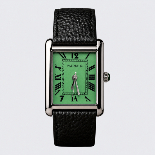Montre carrée PALIMATIC verdone cadran vert, vue de face