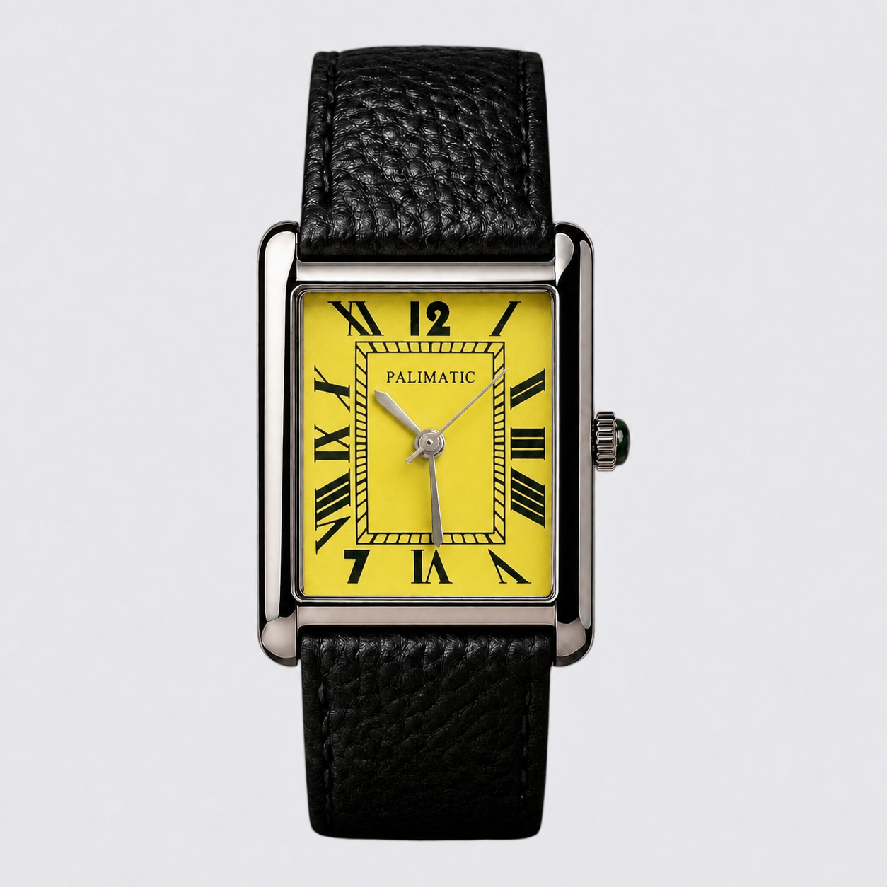 Montre carrée PALIMATIC mostardino cadran moutarde, vue de face
